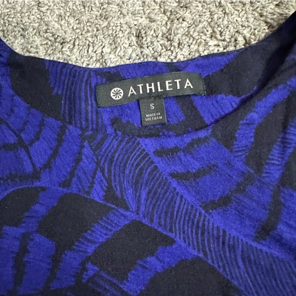 Athleta Santorini Blue black Leaf Print High Neck Dress Small Sleeveless casual - Picture 8 of 11